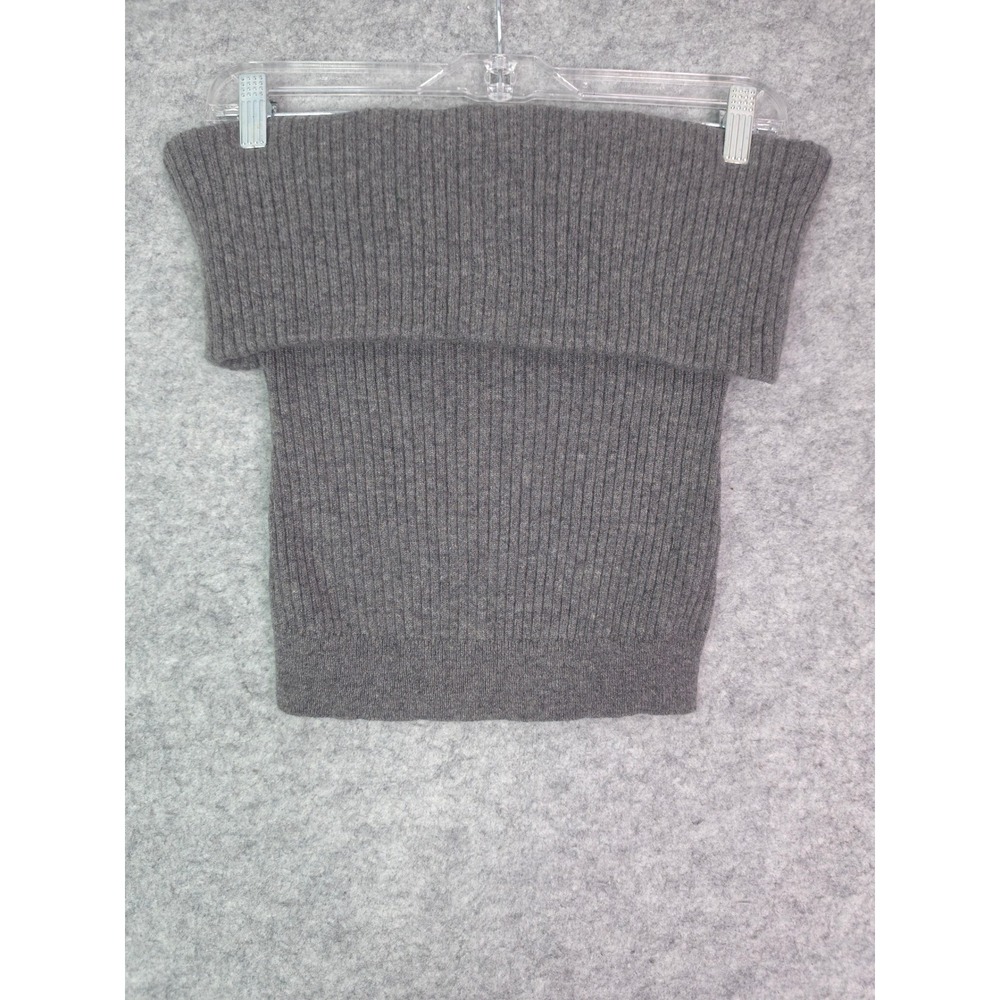 Reformation Cashmere Tube Top Women L Gray Ribbed Knit Fold Over Strapless